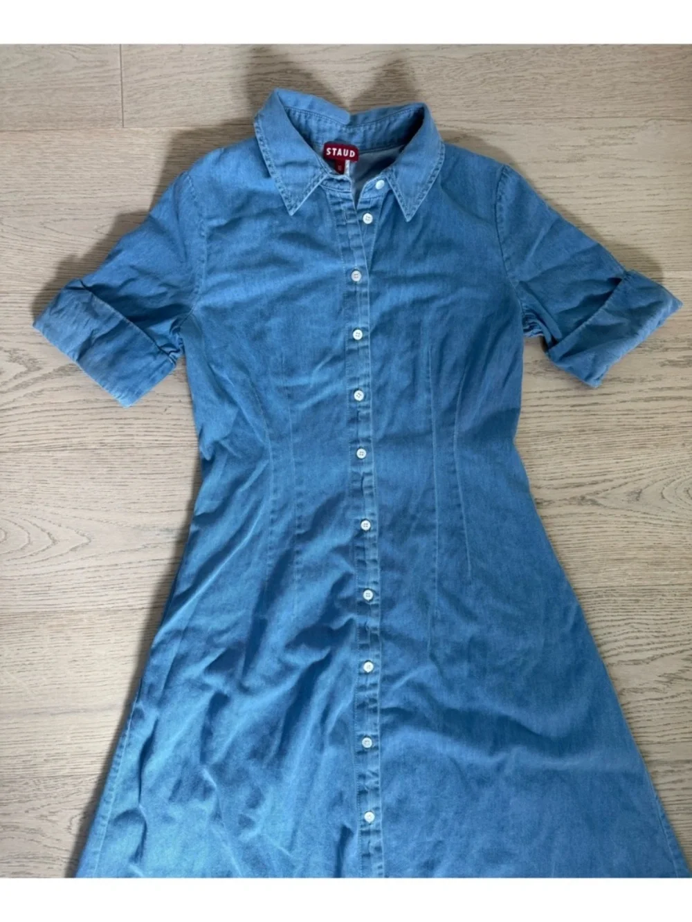 Staud Light Blue Button-Front Maxi Shirt Dress - Picture 8 of 11